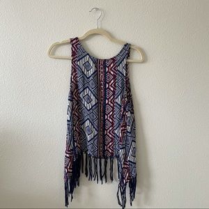Forever 21 Aztec geometric pattern fringe tank